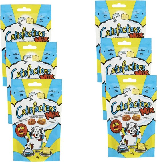 Catisfactions Kattensnoepjes 60 g - Kattensnack - 6 x Zalm&Kaas