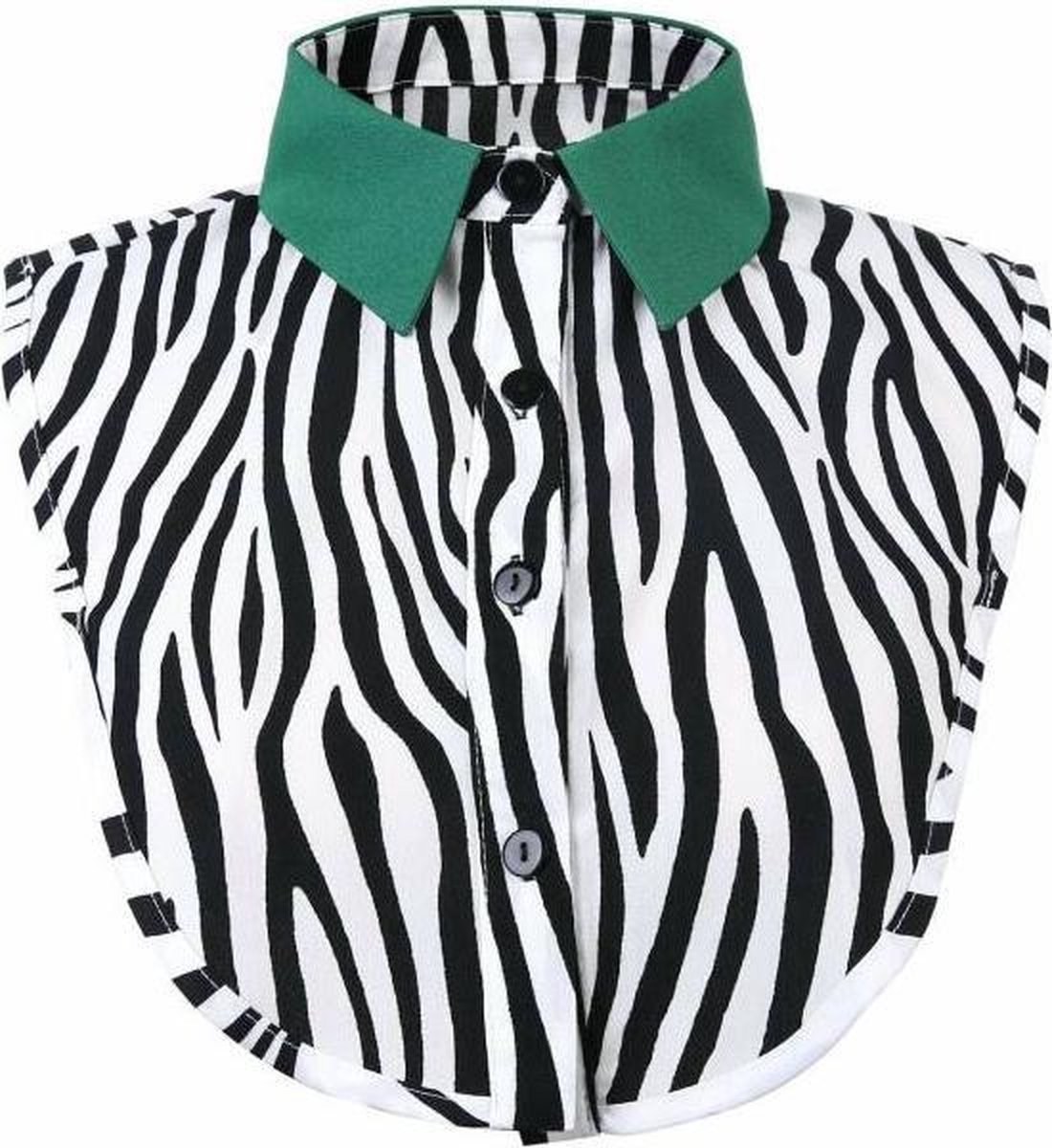 Dames Los Kraagje - Zebraprint met Groene puntkraag