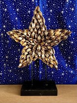 Natural Gold J-Pod Star on Base 37 cm hoog - Christmas Star - kerstster - handgemaakt - kunststof - figuur - kerststukje - kerstdecoratie - kerstitem - accessoire - interieur - geschenk - gift - cadeau - kerst - nieuwjaar – verjaardag
