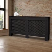 Radiatorpaneel 152x19x82 cm ruit zwart gemaakt van MDF