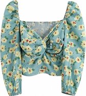 Emilie scarves - blouse - top - groen - bloemenprint - Medium