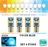 4x T10 Led Lamp Ice Blue 8000K (Set 4 stuks) CANBus Foutloos 5W5 | W5W | Led Signal Light | 12V | 8000 Kelvin | Stadslicht |Kentekenplaat Verlichting | 194 168 IJS BLAUW | Autolamp