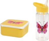 Home & Styling Happy Set Vlinder broodtrommel - Lunchbox - Waterfles