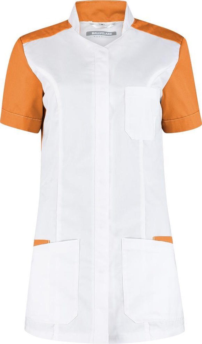 Haen / Ballyclare Dames Zorgjas STRETCH Terra 74157 Wit / Warm Oranje - Maat 2XL