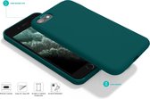 Coverzs Luxe Liquid Silicone case geschikt voor Apple iPhone SE 2020 / SE 2022 - donkergroen