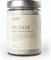 SOAK Badzout Release - Rhassoul + Eucalyptus Mineraal Soak - 580 g | Detox | Rhassoul Marokkaanse Lavaklei | Verwijdert Onzuiverheden | Magnesium | Kruiden Botanicals | Eucalyptus | Natuurlij