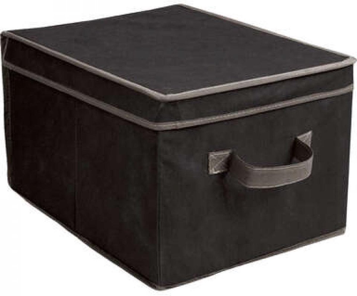 Opbergdoos zwart-Opbergmand met deksel-40x30x24 cm-Opberbox