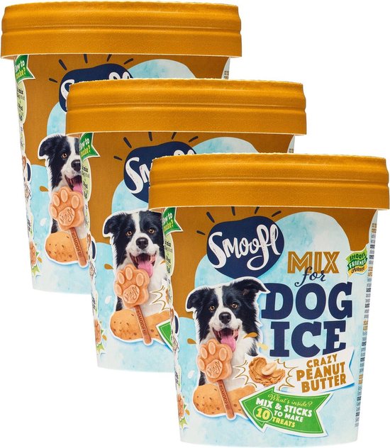 Smoofl Honden Ijs - Hondensnacks - 3 x 160 g Pindakaas IJs