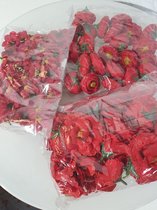 Set 3 soorten kunstbloemen ROOD - Polyester - 24pioenen +24 rozen +48maddeliefjes