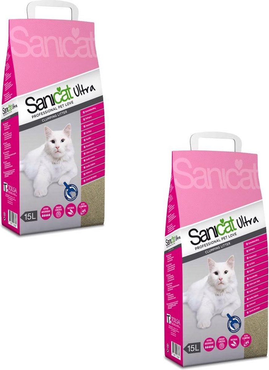 Lezen mengsel Huiswerk Sanicat Ultra - Kattenbakvulling - 2 x 15 l | bol.com