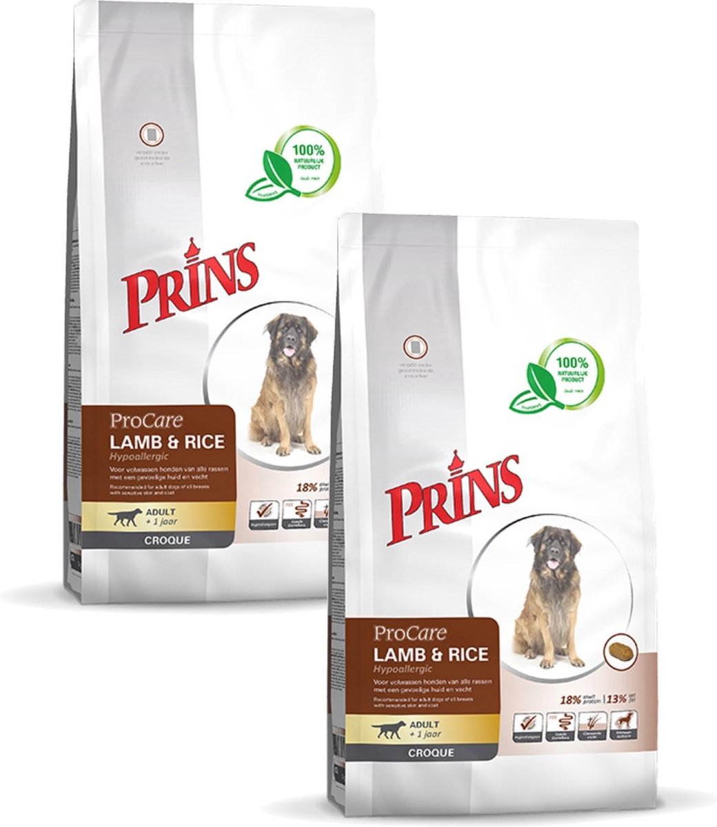 Prins Prins Procare Hypo-Allergic Adult Croque Lam&Rijst - Hondenvoer - 2 x 10 kg