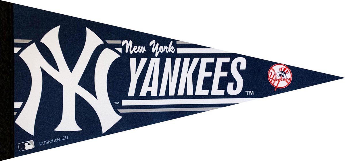 USArticlesEU - Honkbal - MLB - Vaantje - New York Yankees - Baseball - Pennant - Blauw - 31 x 72 cm