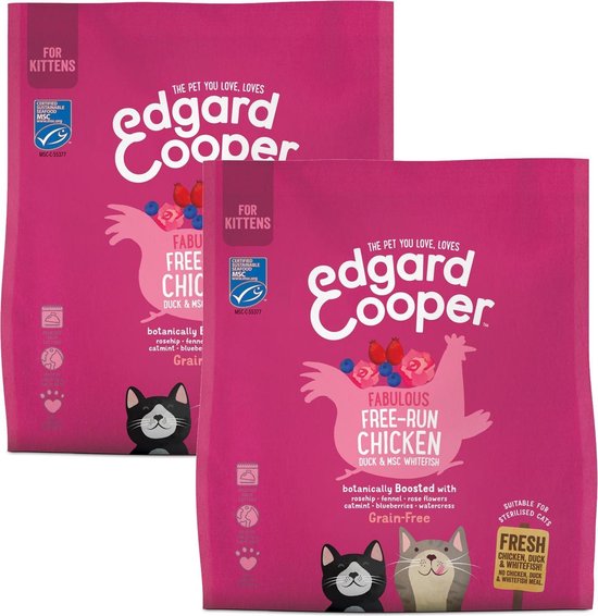 Edgard & Cooper Verse scharrelkip, scharreleend en MSC-witvis Brok - Voor kittens - Kattenvoer - 2 x 1.75kg