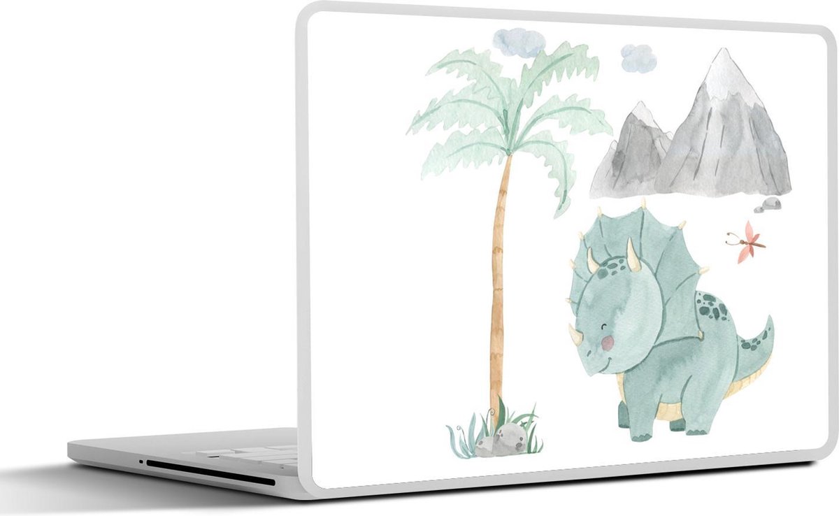 Laptop sticker - 12.3 inch - Kinderkamer - Dinosaurus - Berg - Jongens - Meisjes - Kind - 30x22cm - Laptopstickers - Laptop skin - Cover
