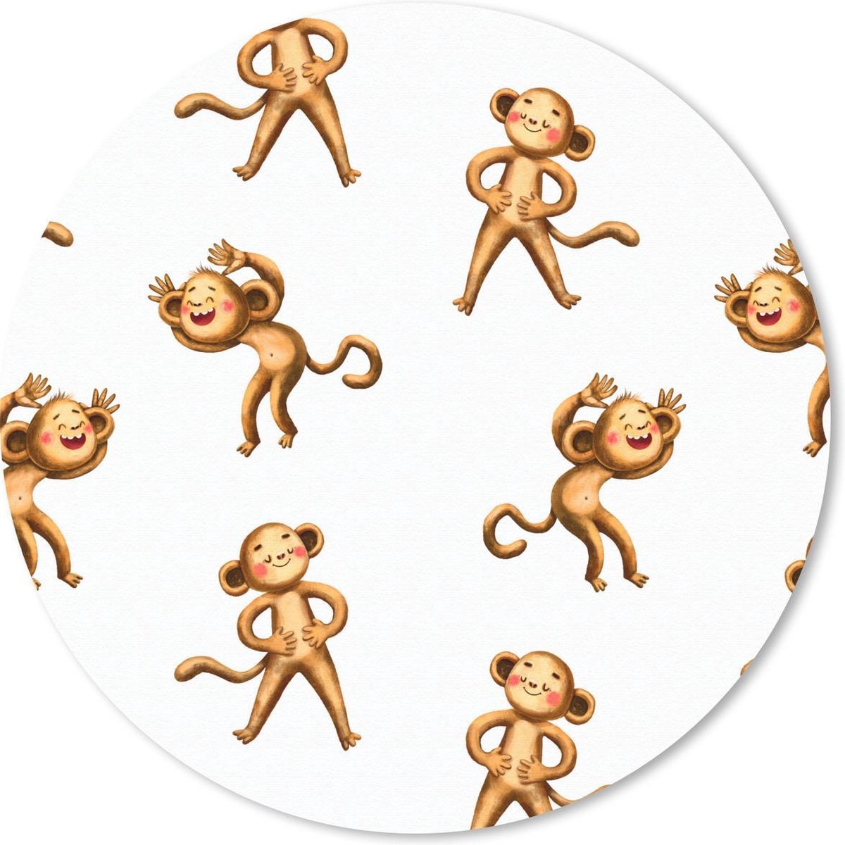 Muismat rond 30x30 cm - Mousepad Jungle - Design - Aap - Kinderen - Ronde muismatten