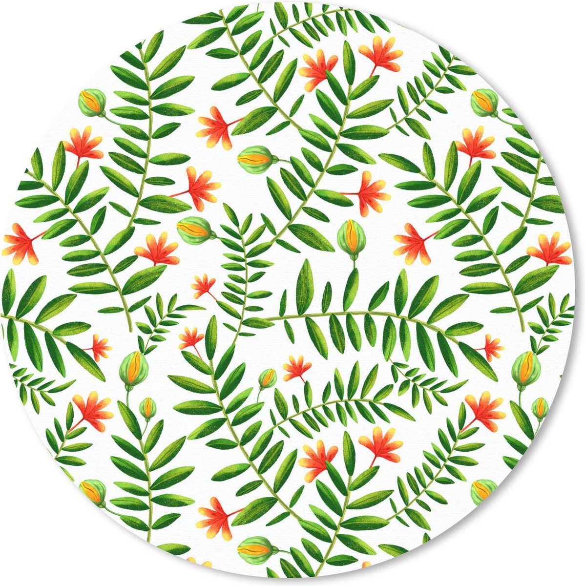 Muismat rond 30x30 cm - Mousepad Bloemen - Jungle - Design - Ronde muismatten