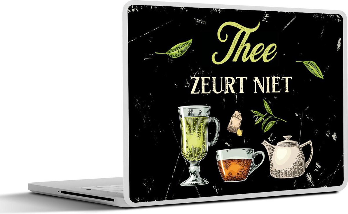 Laptop sticker - 11.6 inch - Thee - Theepot - Glazen - 30x21cm - Laptopstickers - Laptop skin - Cover - Cadeau voor vrouw