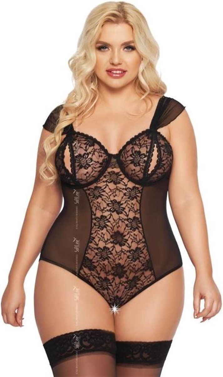 Softline - Dora -Kanten Body- zwart- grote maten XL