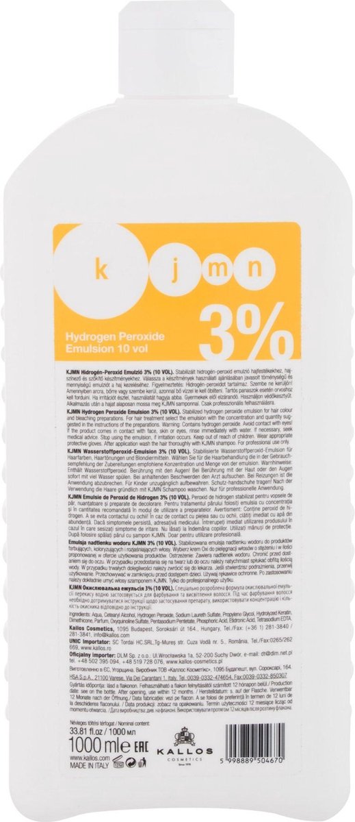 Kjmn Hydrogen Peroxide Emulsion 3% - Hair Color 1000ml