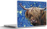 Laptop sticker - 17.3 inch - Van Gogh - Schotse hooglander - Sterrennacht - 40x30cm - Laptopstickers - Laptop skin - Cover