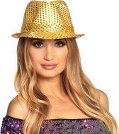 4x stuks carnaval verkleed hoedje met gouden pailletten - Disco glitter thema