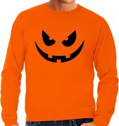 Halloween Pompoen gezicht halloween verkleed sweater oranje voor heren - horror trui / kleding / kostuum M
