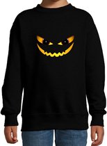 Halloween - Duivel gezicht halloween verkleed sweater zwart - kinderen - horror trui / kleding / kostuum 9-11 jaar (134/146)