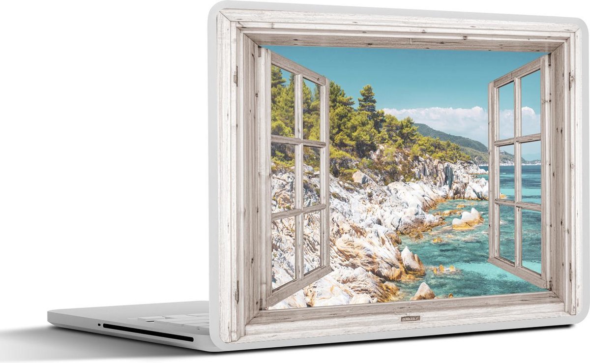 Laptop sticker - 17.3 inch - Doorkijk - Boom - Zee - 40x30cm - Laptopstickers - Laptop skin - Cover