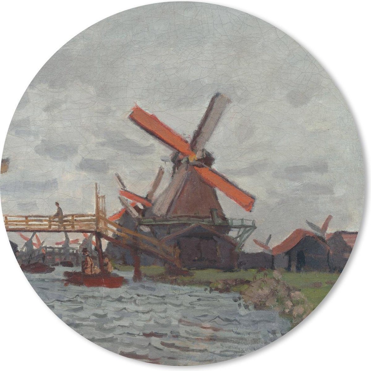 Muismat rond 50x50 cm - Mousepad Molens bij Zaandam - Claude Monet - Ronde muismatten