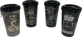 Power Escorts - Koffie Beker Hard Plastic - Koffie Mok Perfect voor in de auto of als je onderweg bent - 4 stuks - Afwasbaar - 600ml