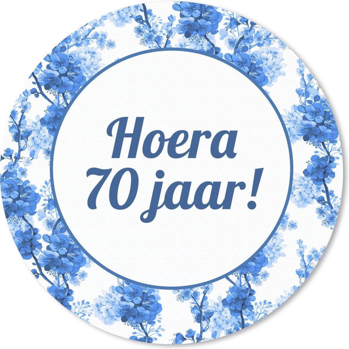 Muismat rond 40x40 cm - Mousepad Jubileum - Versiering - Blauw - Wit - Ronde muismatten