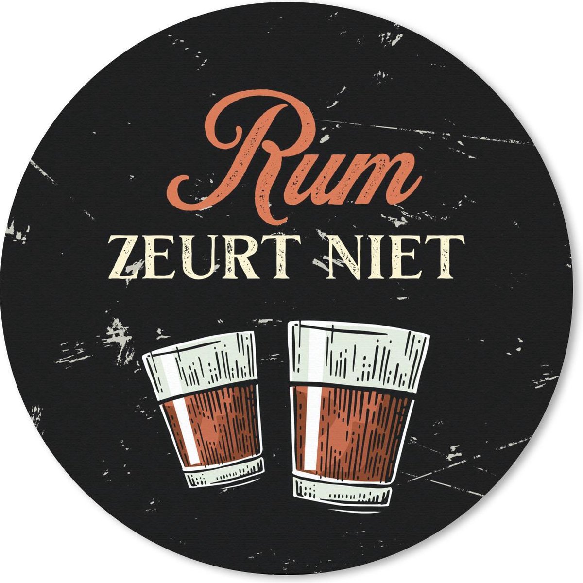 Muismat rond 40x40 cm - Mousepad Rum - Glazen - Tekst - Ronde muismatten - Cadeau voor man