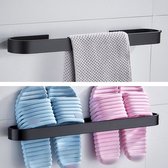 Handdoekstang - handdoekhouder - Handdoekrek voor Badkamer en Keuken -RVS - Badkameraccessoires - 45 Zwart