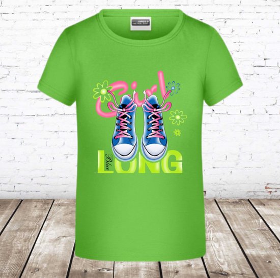 Meisjes T-shirt lime shoes -s&C-158/164-t-shirts meisjes