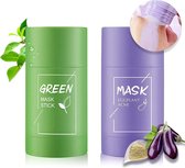 Green mask stick duo + Eggplant Mask - Huidverzorging - Gezichtsmasker - Mee Eters & Acne verwijderen - Poriën reiniger -Blackhead