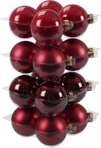 Boules de Noël en Glas - 8 cm - 16 pièces - Rouge
