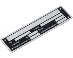 Typeplaat / Typeplaatje - Nederlandse tekst - 148x38mm