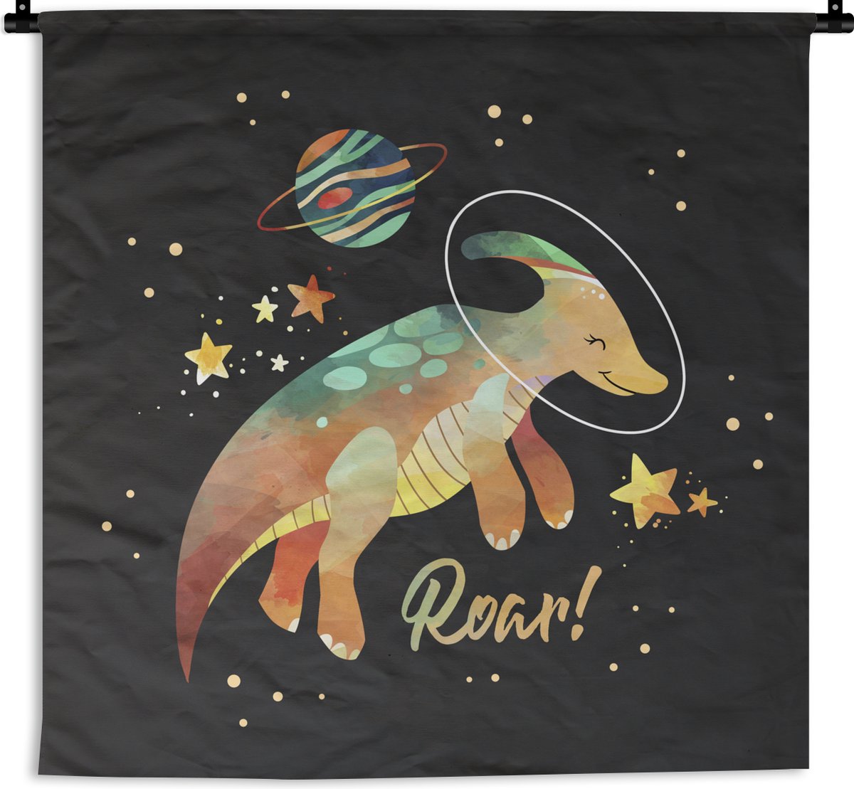Wandkleed - Wanddoek - Quotes - 'Roar' - Spreuken - Ruimte - Jongens - Kids - Meiden - Kinderen - 60x60 cm - Wandtapijt