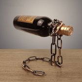 BaykaDecor - Magische Zwevende Wijnfles Houder - Vintage Design - Handgemaakte - Magic Chain Wine Bottle Holder - Brons - 20 cm