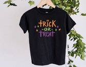 Halloween -Trick Or Treat Tshirt / Kind Halloween Tee, Shirt Voor Halloween / Happy Halloween Verkleed T-shirt Zwart Voor Kinderen  / Kleding / Kostuum/5/6 jaar 110-116 cm