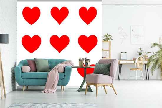 Papier peint photo peint vinyle - Une illustration avec neuf coeurs rouges largeur 260 cm x hauteur 260 cm - Tirage photo sur papier peint (disponible en 7 tailles)