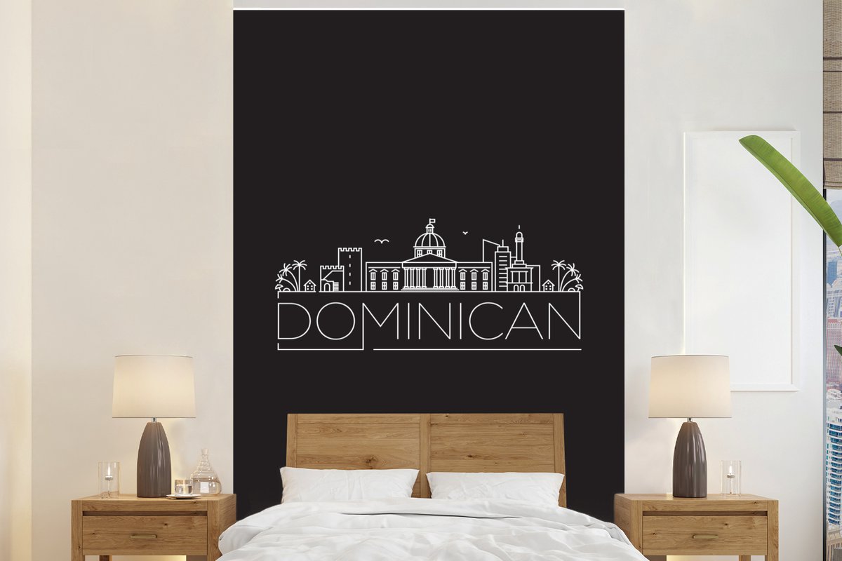 Behang - Fotobehang Skyline Dominicaanse Republiek zwart - Breedte 195 cm x hoogte 300 cm