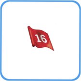 9 stuks rode vlaggen genummerd van 10 tot 18