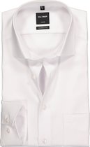 OLYMP Luxor modern fit overhemd - wit twill - Strijkvrij - Boordmaat: 45