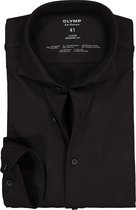 OLYMP Luxor 24/Seven modern fit overhemd - mouwlengte 7 - zwart tricot - Strijkvriendelijk - Boordmaat: 45