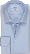 Seidensticker shaped fit overhemd - lichtblauw structuur - Strijkvrij - Boordmaat: 40