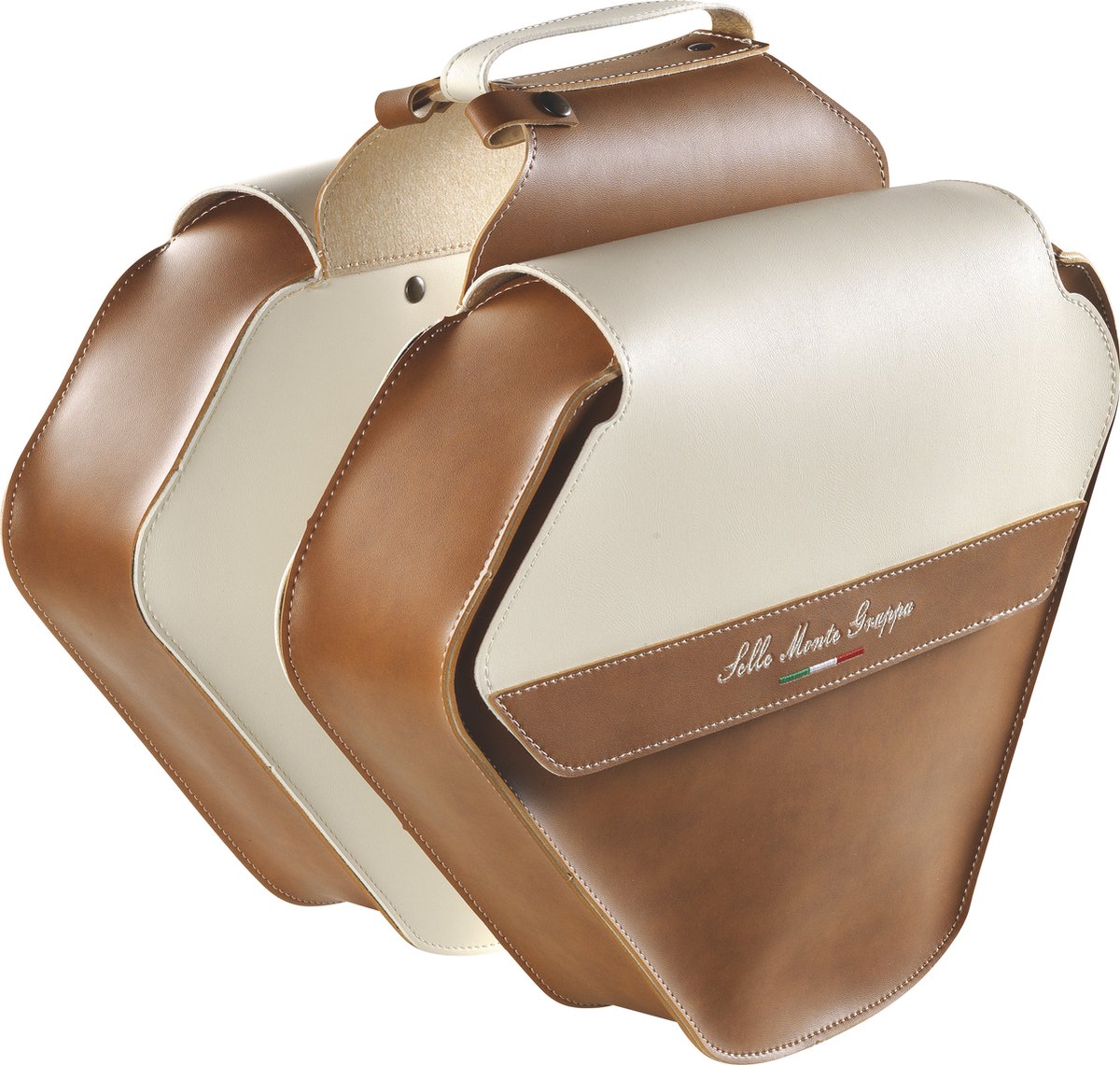 Dubbele Fietstas Monte Grappa Leer Fashion Cognac/Creme