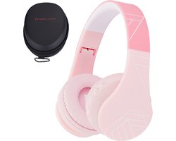PowerLocus P1 Kids Kinder Koptelefoon Draadloos - Koptelefoon voor kinderen - Veilig volume van 85 dB - Bluetooth Hoofdtelefoon - Met microfoon - incl. Premium Case - Roze