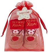 Baby Kerst Sokjes - Organza Gift Bag - Rendier - Newborn