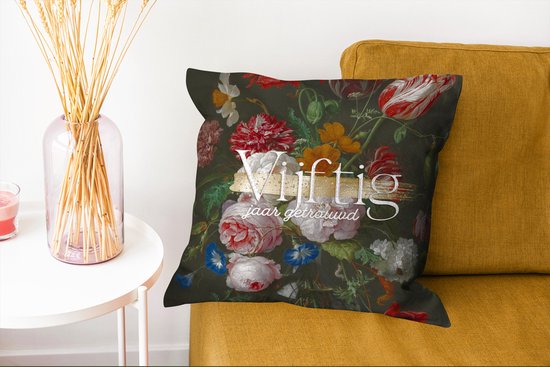 Coussins Coussins décoratifs - Oreillers Salon - 45x45 cm - Mariage - 50 ans mariés - Bloem